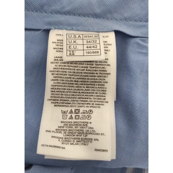 NWOT Brooks Brothers Clark Fit Men's  Chino Pants Light Blue Size W34X L32 - Picture 6 of 9